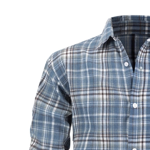 Blau-weiß gestreiftes Herren-Langarmhemd mit klassischem Umlegekragen und Knöpfen