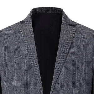 Veste de costume pour homme gris foncé à carreaux, blazer décontracté chic à revers