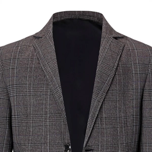 Veste de costume pour homme à carreaux gris foncé avec revers à cran et coupe classique