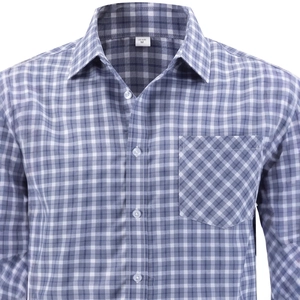 Chemise homme à manches longues à carreaux bleus et blancs avec poche en taille US M