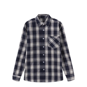 Classic men's long sleeve plaid shirt with turn-down collar and single chest pocket