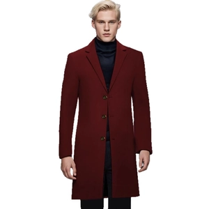 Elegant 2025 dark burgundy wool overcoat for women with lapels and three-button closure