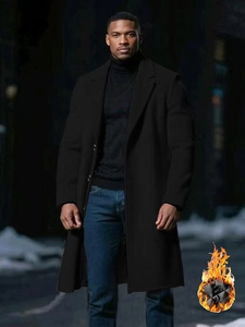 Detail of classic black wool coat with quilted lining for warmth and winter comfort