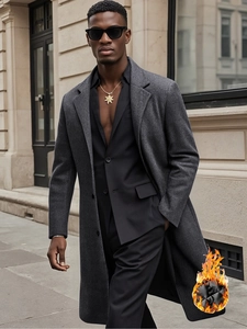 Eleganter grauer Wollmantel für Herren im britischen Stil mit warmem Innenfutter