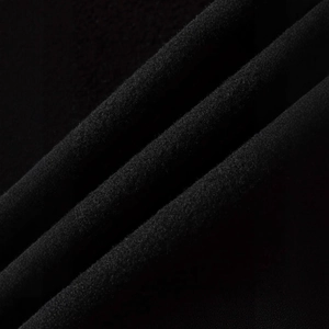 Detailed close-up of premium black wool fabric with a soft brushed texture for men coats