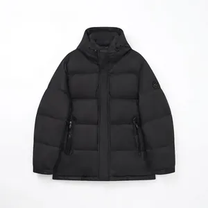 Men Hooded Down Jacket White Goose Down Thickened Warm Winter Coat Outdoor Hiking Minimalist Windproof Plus Size Jacket