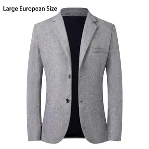 Blazer da Uomo Business Casual a Spina di Pesce Vestibilità Slim Rever a Dente Due Bottoni Giacca da Abito Autunno Inverno