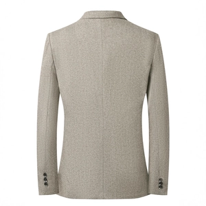 Men's herringbone business casual wool blazer jacket featuring premium rear view tailoring