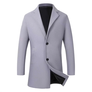 Ανδρική Καπαρντίνα Μεσαίου Μήκους Slim Fit Μονόπετο Παλτό Επαγγελματικό Casual Μονόχρωμο Μείγμα Μαλλιού Για Το Χειμώνα