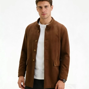 Veste homme classique en velours côtelé marron coupe ajustée style business casual
