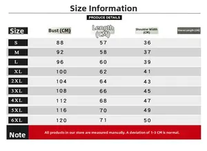 Detailed size chart for men's slim fit denim vest from size S to 6XL with measurements