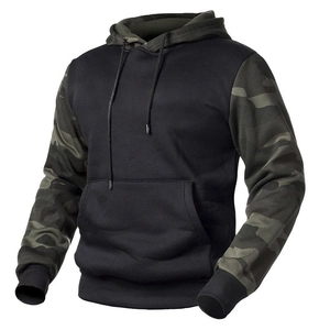 Men's 3D camouflage hooded sweatshirt with black body and contrast patterns