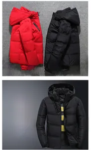 Detailed close-up of quilted hooded down jacket featuring premium zipper and windproof fabric