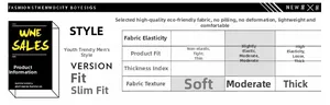 Detailed fabric specification chart for slim fit denim vest showing material properties