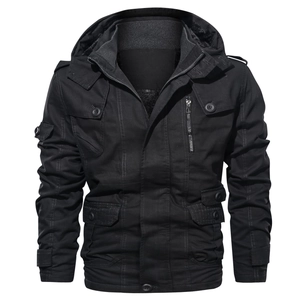 Veste tactique noire à capuche pour homme avec doublure polaire et poches militaires