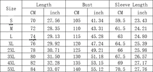 Detailed size chart for men's faux suede fur jacket covering sizes S to 5XL in cm and inch