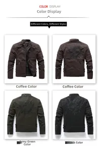Detailansicht der Herren PU-Bikerjacke mit großer Stickerei am Rücken und Reißverschluss