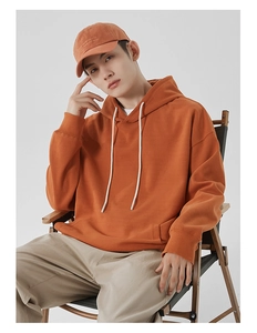 Sweat à capuche oversize orange brûlé avec poche kangourou et cordons de serrage blancs