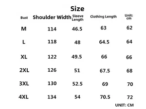 Size chart for MA1 flight jacket showing bust, shoulder, sleeve, and length in cm