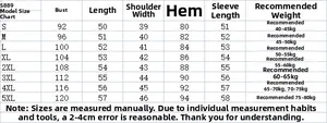 Detailed size chart for women's denim jacket with measurements from S to 5XL