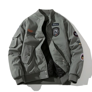 Vintage MA1 Pilot Bomber Jacket Men Women Embroidered Patches Windproof Padded Coat Casual Workwear Streetwear Outerwear