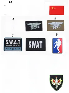 Tactical morale patches set featuring embroidered flags and army unit insignias on white background
