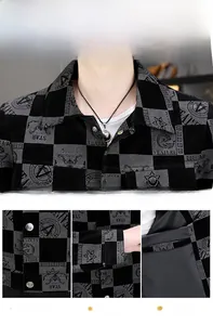Detail of men's casual jacket featuring Greek fret pattern and inner pocket