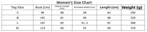 Detailed size chart for women's King Queen hoodie showing measurements from S to XL