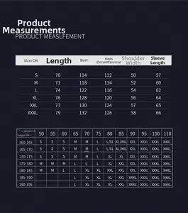 Size chart for shark skin soft shell tactical jacket showing measurements from S to XXXL