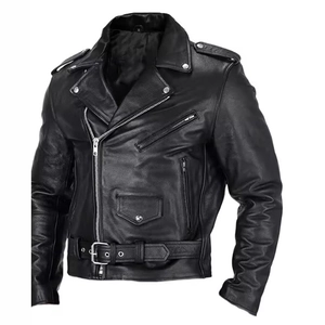 Men's Biker Jacket Slim Fit PU Faux Leather Motorcycle Coat Retro Punk Rock Style With Waist Belt And Epaulets Outerwear