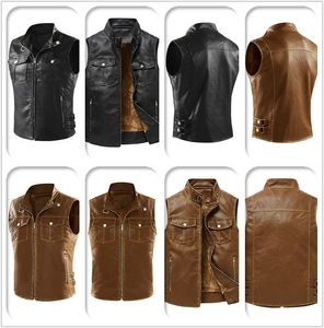 Detailed views of vintage biker vest with fleece lining and adjustable waist buckles