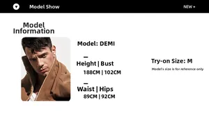 Men's sports tracksuit size chart featuring model measurements and fitting reference guide