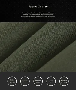 Détail macro du tissu sergé vert armée montrant une texture coupe-vent et résistante