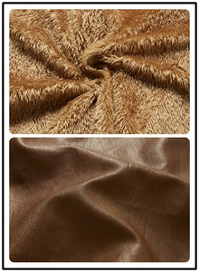 Detailed close-up of thick faux sheepskin lining and premium dark brown vintage leather