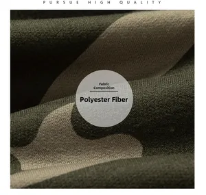 Macro detail of jungle camouflage knit fabric made of durable polyester fiber