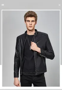Detail of black faux leather bomber jacket with horizontal quilted shoulder padding