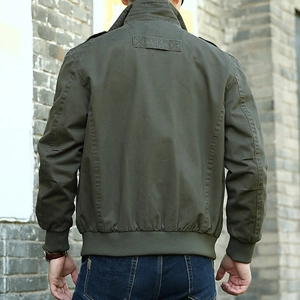 Veste décontractée homme vert olive avec écusson industriel au dos et bords-côtes
