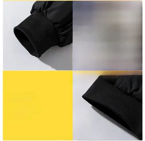 Nahaufnahme der elastischen Rippbündchen und des Saums an einer schwarzen MA1 Bomberjacke