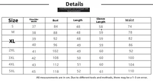Size chart showing bust and shoulder measurements for slim-fit women's denim jackets