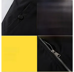 Details der MA1 Fliegerjacke mit winddichtem Stoff, Druckknopftasche und Metallreißverschluss