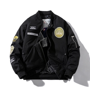 Herren MA1 Fliegerjacke Bomberjacke Mit Militär Bestickten Aufnähern Verdickt Mit Baumwolle Winddicht Streetwear Wintermantel