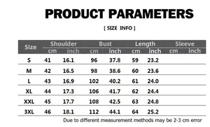 Size chart for slim fit punk biker vest showing measurements from S to 3XL in cm and inches