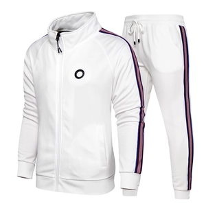 Veste Homme à Col Montant Zippée Et Pantalon Long Survêtement de Sport Casual Avec Bandes Latérales Lignes Contrastées Pour Fitness Course Entraînement