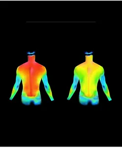 Thermal imaging showing rapid cooling effect on back of men's quick-dry fitness shirt