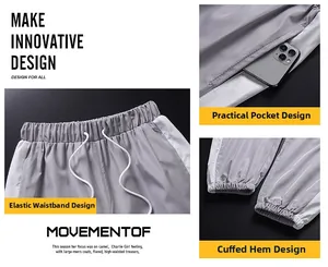 Vue détaillée de la taille élastique avec cordon et des grandes poches sur ce pantalon de sport