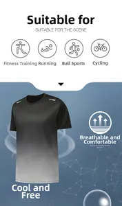 Close-up of quick-dry men's sports t-shirt with reflective strips and gradient design