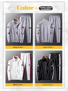 Survêtement réfléchissant pour hommes avec veste à col montant et pantalon en trois couleurs