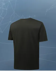 Detail view of black dry-fit shirt with heat-set technology and drop shoulder design