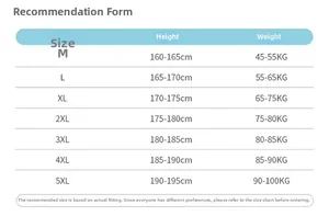 Size guide for men's quick-dry sports t-shirt sets with height and weight recommendations