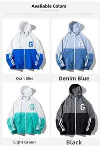 Vue détaillée des quatre options de couleur pour la veste légère à capuche en soie glacée